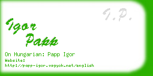 igor papp business card